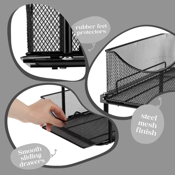 imageSorbus 2 Sets of 2 Tier Metal Under Sink Organizer for Bathroom Kitchen Strong Steel Mesh Sliding Drawers for Under Sink Under Cabinet Closet Kitchen Pantry Bathroom Organizers and StorageBlack