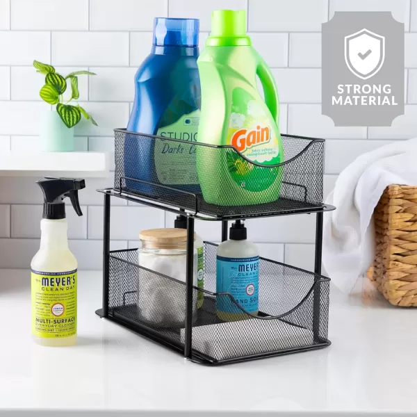 imageSorbus 2 Sets of 2 Tier Metal Under Sink Organizer for Bathroom Kitchen Strong Steel Mesh Sliding Drawers for Under Sink Under Cabinet Closet Kitchen Pantry Bathroom Organizers and StorageBlack