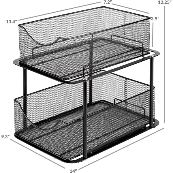 imageSorbus 2 Sets of 2 Tier Metal Under Sink Organizer for Bathroom Kitchen Strong Steel Mesh Sliding Drawers for Under Sink Under Cabinet Closet Kitchen Pantry Bathroom Organizers and StorageBlack