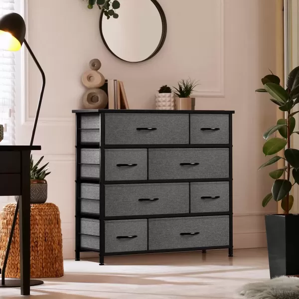 imageSorbus Dresser for Bedroom with 8 Drawers  Tall Chest Storage Tower Unit for Closet Hallway Nursery Entryway Organization  Steel Frame Wood Top Light GrayBlack
