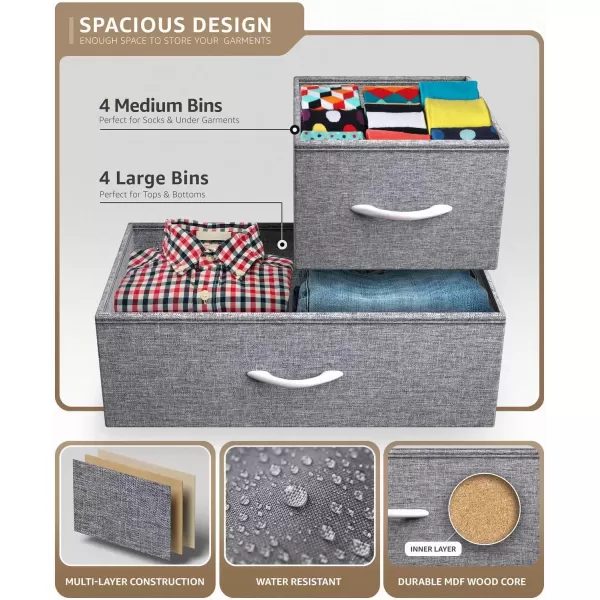 imageSorbus Dresser for Bedroom with 8 Drawers  Tall Chest Storage Tower Unit for Closet Hallway Nursery Entryway Organization  Steel Frame Wood Top Light GrayWhite