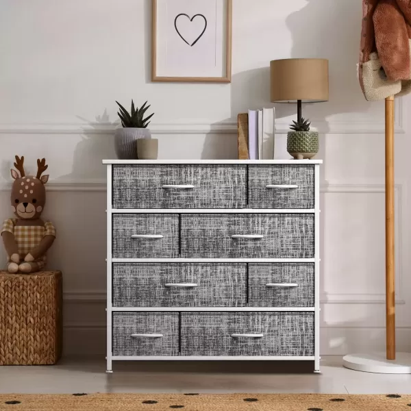 imageSorbus Dresser for Bedroom with 8 Drawers  Tall Chest Storage Tower Unit for Closet Hallway Nursery Entryway Organization  Steel Frame Wood Top Light GrayGrayWhite Frame