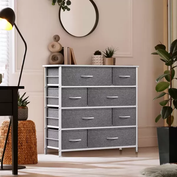 imageSorbus Dresser for Bedroom with 8 Drawers  Tall Chest Storage Tower Unit for Closet Hallway Nursery Entryway Organization  Steel Frame Wood Top Light GrayWhite