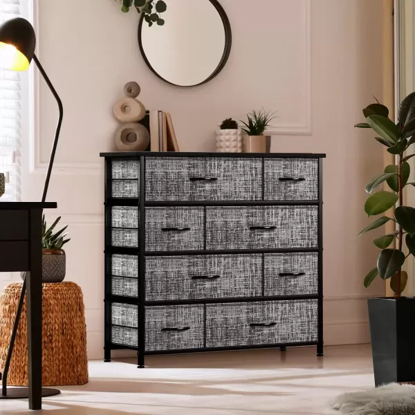 imageSorbus Dresser for Bedroom with 8 Drawers  Tall Chest Storage Tower Unit for Closet Hallway Nursery Entryway Organization  Steel Frame Wood Top Light GrayGrayBlack Frame