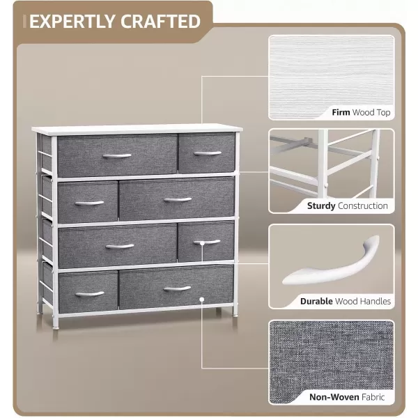imageSorbus Dresser for Bedroom with 8 Drawers  Tall Chest Storage Tower Unit for Closet Hallway Nursery Entryway Organization  Steel Frame Wood Top Light GrayWhite