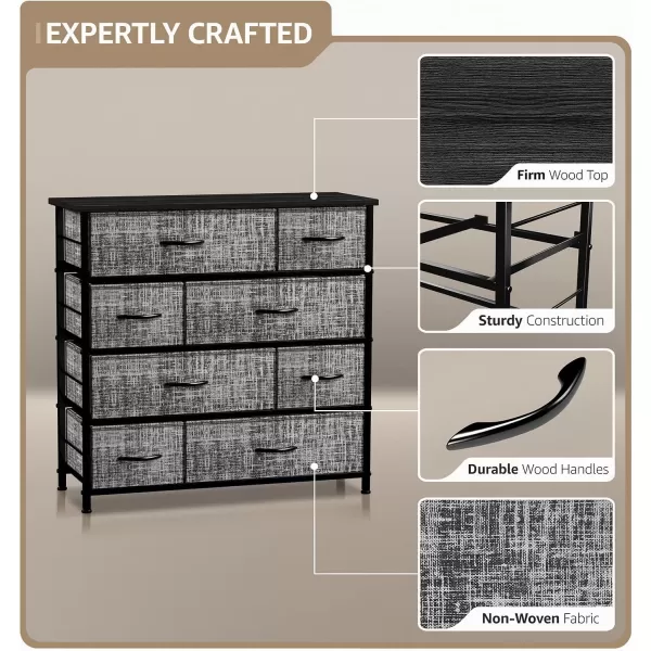 imageSorbus Dresser for Bedroom with 8 Drawers  Tall Chest Storage Tower Unit for Closet Hallway Nursery Entryway Organization  Steel Frame Wood Top Light GrayGrayBlack Frame