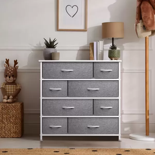 imageSorbus Dresser for Bedroom with 8 Drawers  Tall Chest Storage Tower Unit for Closet Hallway Nursery Entryway Organization  Steel Frame Wood Top Light GrayWhite