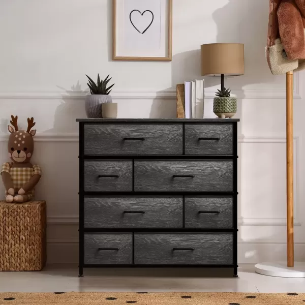 imageSorbus Dresser for Bedroom with 8 Drawers  Tall Chest Storage Tower Unit for Closet Hallway Nursery Entryway Organization  Steel Frame Wood Top Light GrayGray Wood