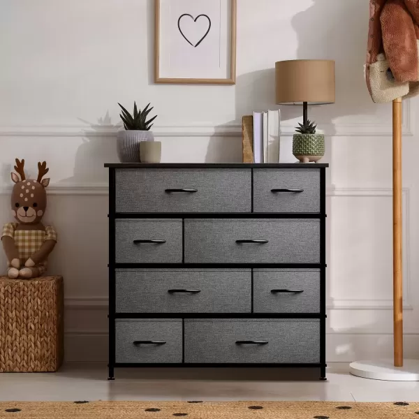 imageSorbus Dresser for Bedroom with 8 Drawers  Tall Chest Storage Tower Unit for Closet Hallway Nursery Entryway Organization  Steel Frame Wood Top Light GrayBlack
