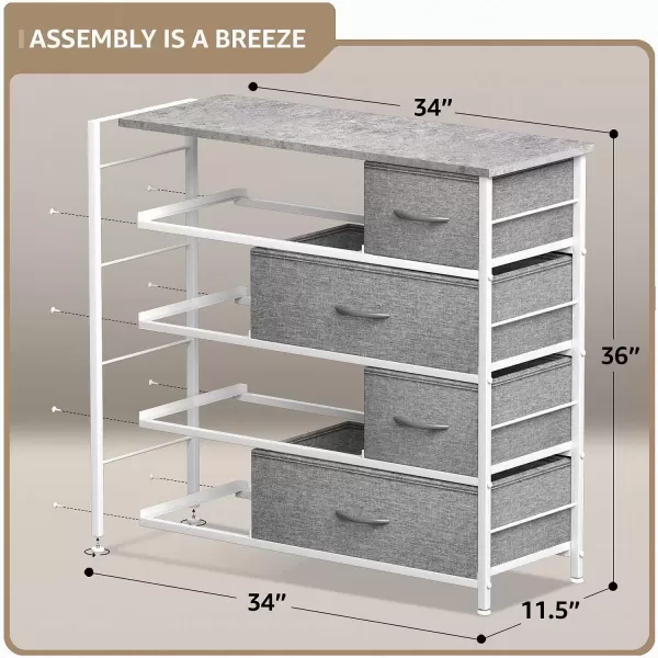 imageSorbus Dresser for Bedroom with 8 Drawers  Tall Chest Storage Tower Unit for Closet Hallway Nursery Entryway Organization  Steel Frame Wood Top Light GrayGrey