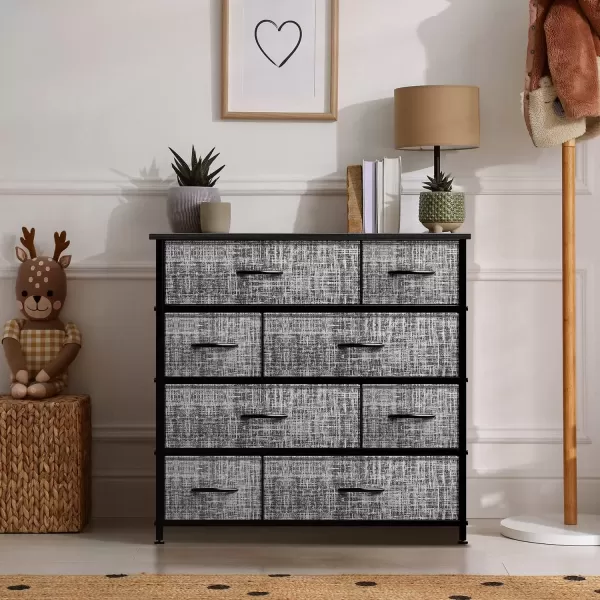 imageSorbus Dresser for Bedroom with 8 Drawers  Tall Chest Storage Tower Unit for Closet Hallway Nursery Entryway Organization  Steel Frame Wood Top Light GrayGrayBlack Frame