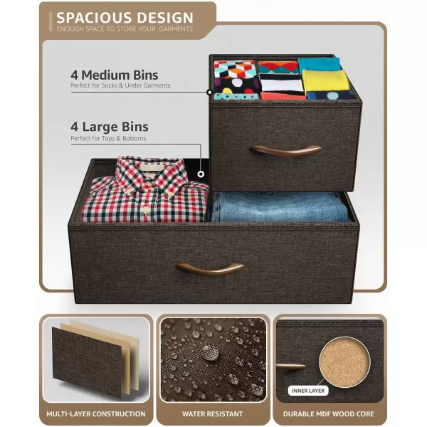 imageSorbus Dresser for Bedroom with 8 Drawers  Tall Chest Storage Tower Unit for Closet Hallway Nursery Entryway Organization  Steel Frame Wood Top Light GrayBrown