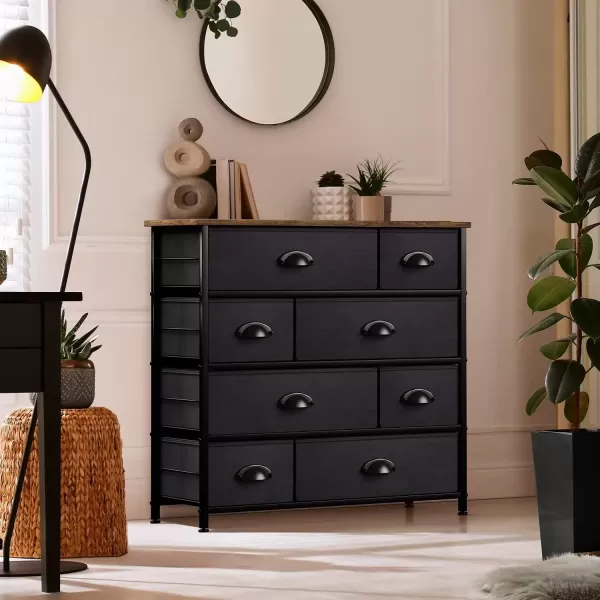 imageSorbus Dresser for Bedroom with 8 Drawers  Tall Chest Storage Tower Unit for Closet Hallway Nursery Entryway Organization  Steel Frame Wood Top Light GrayWoodBlack