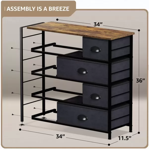 imageSorbus Dresser for Bedroom with 8 Drawers  Tall Chest Storage Tower Unit for Closet Hallway Nursery Entryway Organization  Steel Frame Wood Top Light GrayWoodBlack