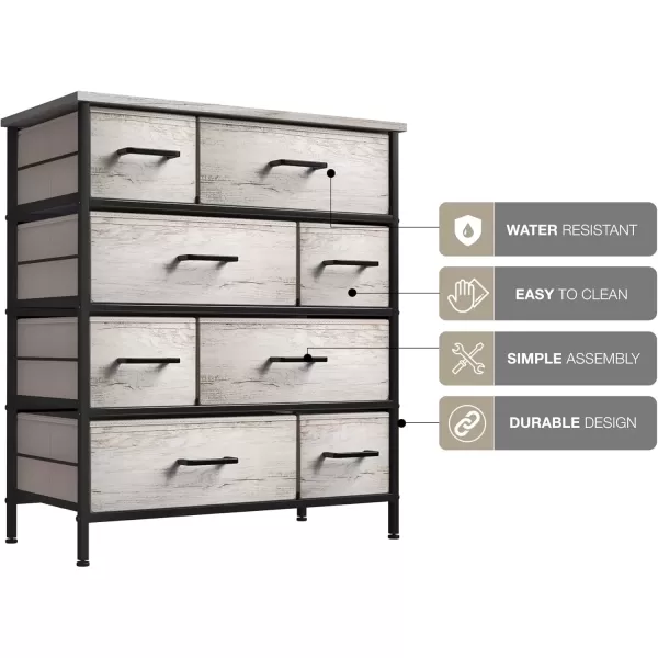 imageSorbus Dresser for Bedroom with 8 Drawers  Tall Chest Storage Tower Unit for Closet Hallway Nursery Entryway Organization  Steel Frame Wood Top Light GrayGreige