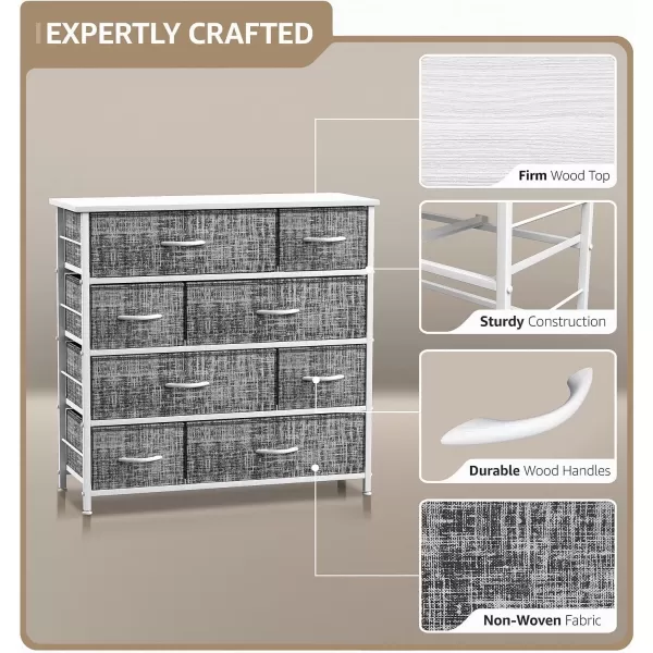 imageSorbus Dresser for Bedroom with 8 Drawers  Tall Chest Storage Tower Unit for Closet Hallway Nursery Entryway Organization  Steel Frame Wood Top Light GrayGrayWhite Frame