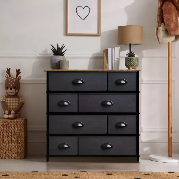 imageSorbus Dresser for Bedroom with 8 Drawers  Tall Chest Storage Tower Unit for Closet Hallway Nursery Entryway Organization  Steel Frame Wood Top Light GrayWoodBlack