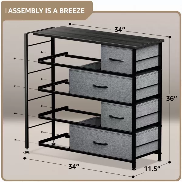 imageSorbus Dresser for Bedroom with 8 Drawers  Tall Chest Storage Tower Unit for Closet Hallway Nursery Entryway Organization  Steel Frame Wood Top Light GrayBlack