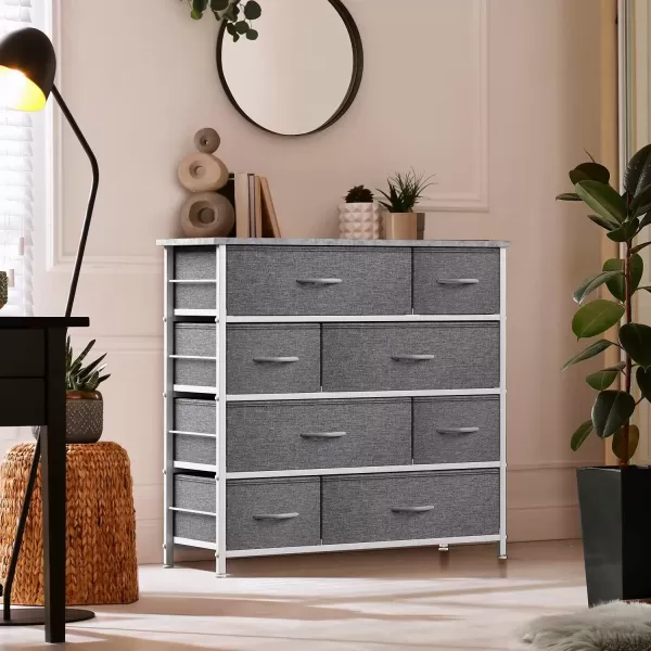 imageSorbus Dresser for Bedroom with 8 Drawers  Tall Chest Storage Tower Unit for Closet Hallway Nursery Entryway Organization  Steel Frame Wood Top Light GrayGrey