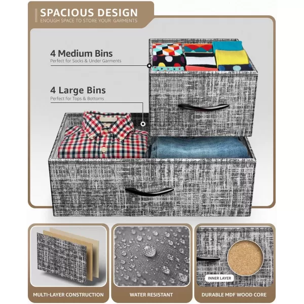 imageSorbus Dresser for Bedroom with 8 Drawers  Tall Chest Storage Tower Unit for Closet Hallway Nursery Entryway Organization  Steel Frame Wood Top Light GrayGrayBlack Frame