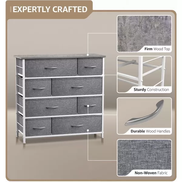 imageSorbus Dresser for Bedroom with 8 Drawers  Tall Chest Storage Tower Unit for Closet Hallway Nursery Entryway Organization  Steel Frame Wood Top Light GrayGrey