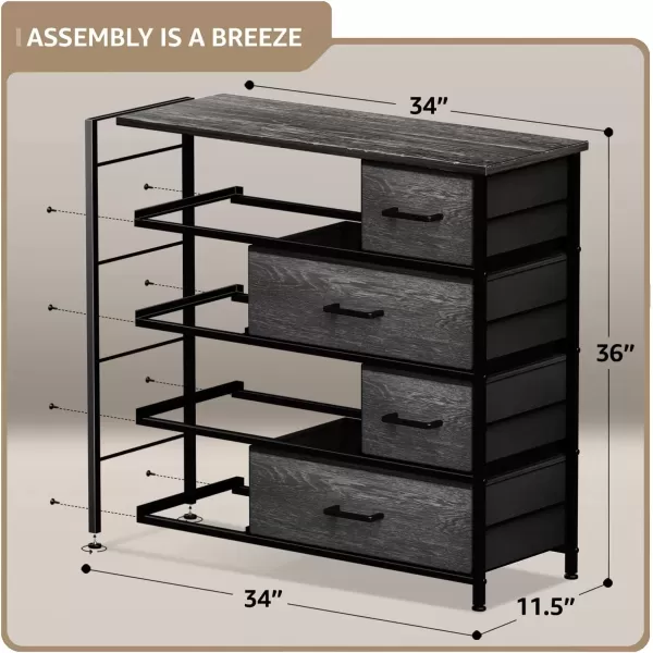 imageSorbus Dresser for Bedroom with 8 Drawers  Tall Chest Storage Tower Unit for Closet Hallway Nursery Entryway Organization  Steel Frame Wood Top Light GrayGray Wood
