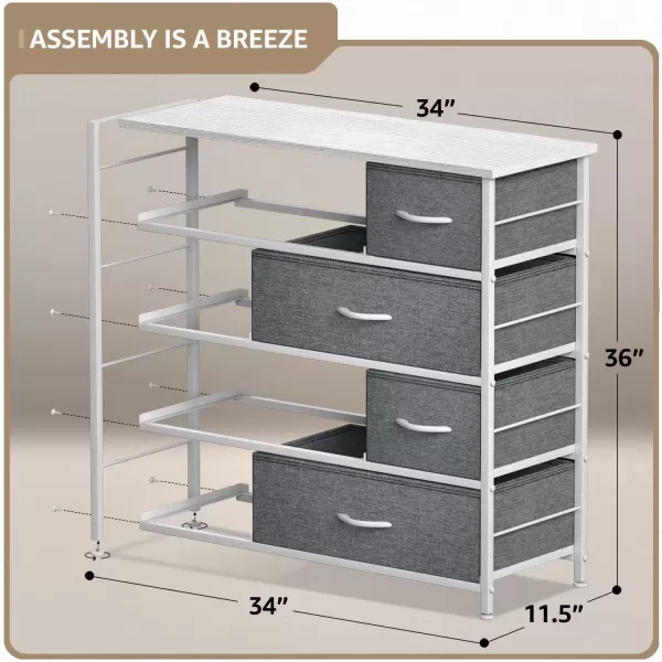imageSorbus Dresser for Bedroom with 8 Drawers  Tall Chest Storage Tower Unit for Closet Hallway Nursery Entryway Organization  Steel Frame Wood Top Light GrayWhite