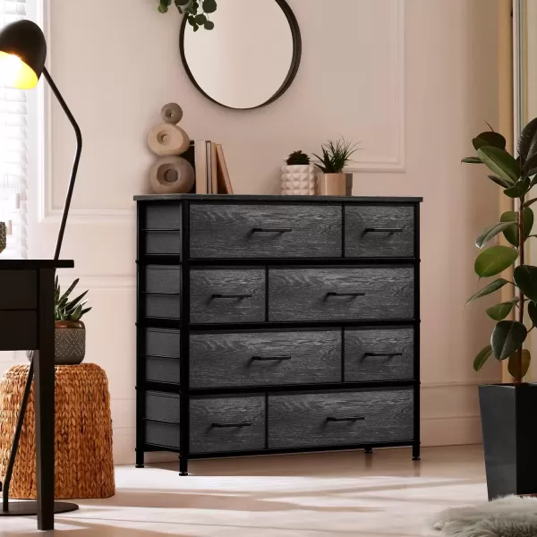 imageSorbus Dresser for Bedroom with 8 Drawers  Tall Chest Storage Tower Unit for Closet Hallway Nursery Entryway Organization  Steel Frame Wood Top Light GrayGray Wood