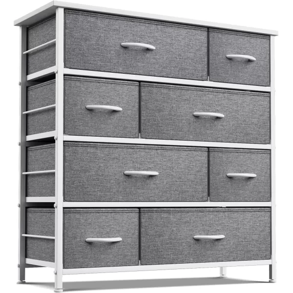 imageSorbus Dresser for Bedroom with 8 Drawers  Tall Chest Storage Tower Unit for Closet Hallway Nursery Entryway Organization  Steel Frame Wood Top Light GrayWhite