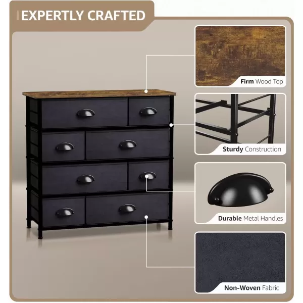 imageSorbus Dresser for Bedroom with 8 Drawers  Tall Chest Storage Tower Unit for Closet Hallway Nursery Entryway Organization  Steel Frame Wood Top Light GrayWoodBlack