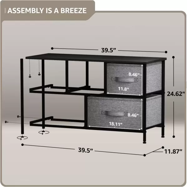 imageSorbus Dresser with 5 Drawers  Storage Chest Organizer Unit with Steel Frame Wood Top Easy Pull Fabric Bins  Long Wide TV Stand for Bedroom Furniture Hallway Closet ampamp Office OrganizationBlackCharcoal