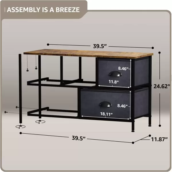 imageSorbus Dresser with 5 Drawers  Storage Chest Organizer Unit with Steel Frame Wood Top Easy Pull Fabric Bins  Long Wide TV Stand for Bedroom Furniture Hallway Closet ampamp Office OrganizationWood