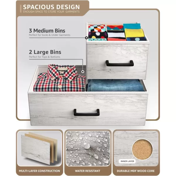 imageSorbus Dresser with 5 Drawers  Storage Chest Organizer Unit with Steel Frame Wood Top Easy Pull Fabric Bins  Long Wide TV Stand for Bedroom Furniture Hallway Closet ampamp Office OrganizationGriege
