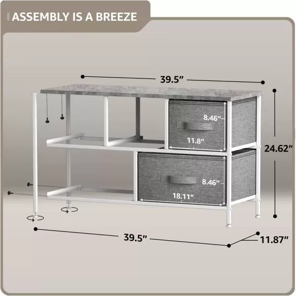 imageSorbus Dresser with 5 Drawers  Storage Chest Organizer Unit with Steel Frame Wood Top Easy Pull Fabric Bins  Long Wide TV Stand for Bedroom Furniture Hallway Closet ampamp Office OrganizationGrey