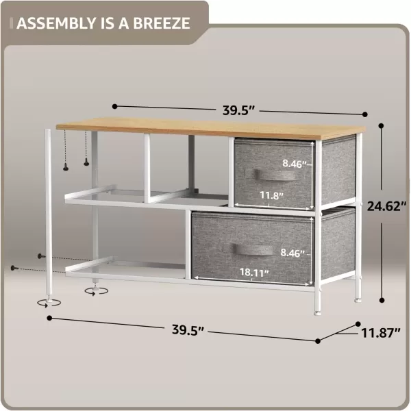 imageSorbus Dresser with 5 Drawers  Storage Chest Organizer Unit with Steel Frame Wood Top Easy Pull Fabric Bins  Long Wide TV Stand for Bedroom Furniture Hallway Closet ampamp Office OrganizationBeige