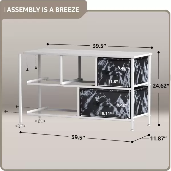 imageSorbus Dresser with 5 Drawers  Storage Chest Organizer Unit with Steel Frame Wood Top Easy Pull Fabric Bins  Long Wide TV Stand for Bedroom Furniture Hallway Closet ampamp Office OrganizationMarble BlackWhite Frame