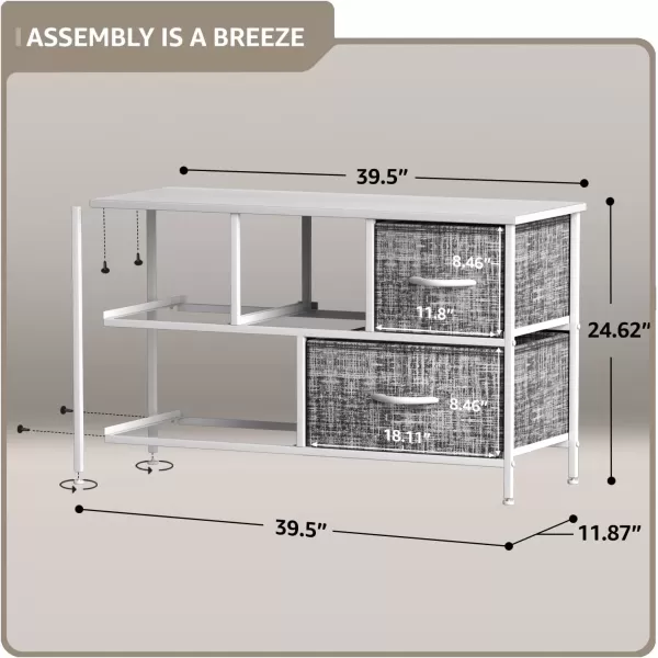 imageSorbus Dresser with 5 Drawers  Storage Chest Organizer Unit with Steel Frame Wood Top Easy Pull Fabric Bins  Long Wide TV Stand for Bedroom Furniture Hallway Closet ampamp Office OrganizationGrayWhite