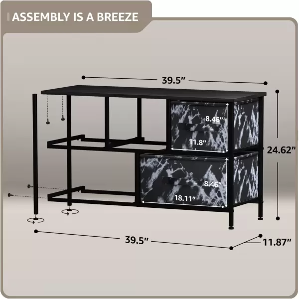 imageSorbus Dresser with 5 Drawers  Storage Chest Organizer Unit with Steel Frame Wood Top Easy Pull Fabric Bins  Long Wide TV Stand for Bedroom Furniture Hallway Closet ampamp Office OrganizationMarble BlackBlack Frame