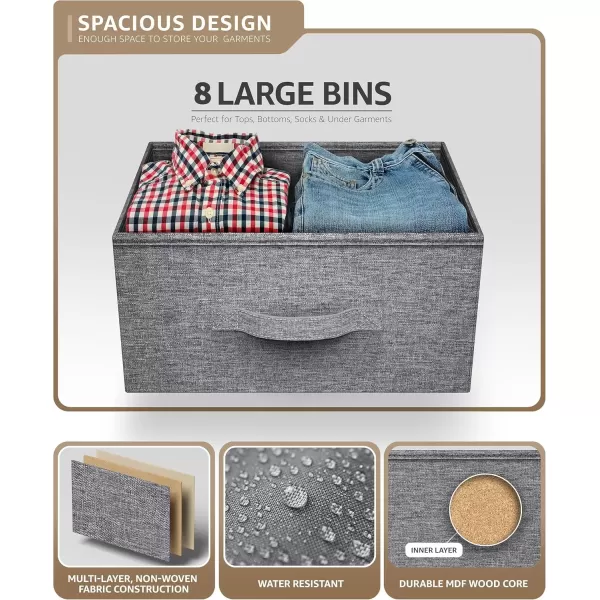 imageSorbus Dresser with 8 Drawers  Chest Organizer Unit with Steel Frame Wood Top ampamp Handle Easy Pull Fabric Bins for Clothes  Large Storage Furniture for Bedroom Hallway Living Room Nursery ampamp Closet