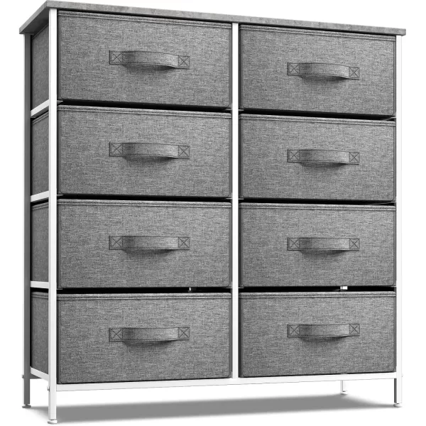 imageSorbus Dresser with 8 Drawers  Chest Organizer Unit with Steel Frame Wood Top ampamp Handle Easy Pull Fabric Bins for Clothes  Large Storage Furniture for Bedroom Hallway Living Room Nursery ampamp Closet