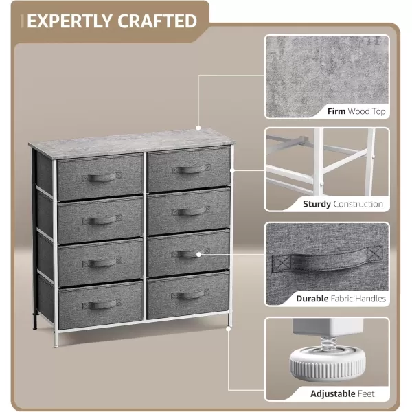 imageSorbus Dresser with 8 Drawers  Chest Organizer Unit with Steel Frame Wood Top ampamp Handle Easy Pull Fabric Bins for Clothes  Large Storage Furniture for Bedroom Hallway Living Room Nursery ampamp Closet