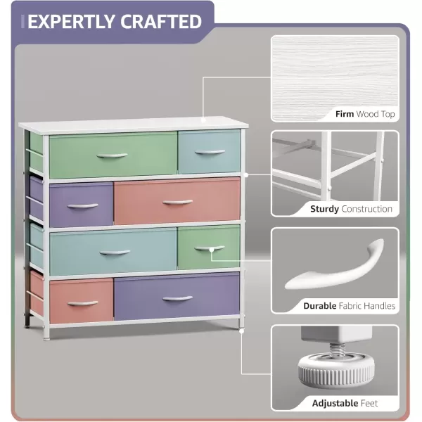 imageSorbus Dresser with 8 Drawers  Furniture Storage Chest for Kids Teens Bedroom Nursery Playroom Clothes Toys  Steel Frame Wood Top Fabric Bins PastelPastel