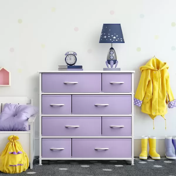 imageSorbus Dresser with 8 Drawers  Furniture Storage Chest for Kids Teens Bedroom Nursery Playroom Clothes Toys  Steel Frame Wood Top Fabric Bins PastelPurple