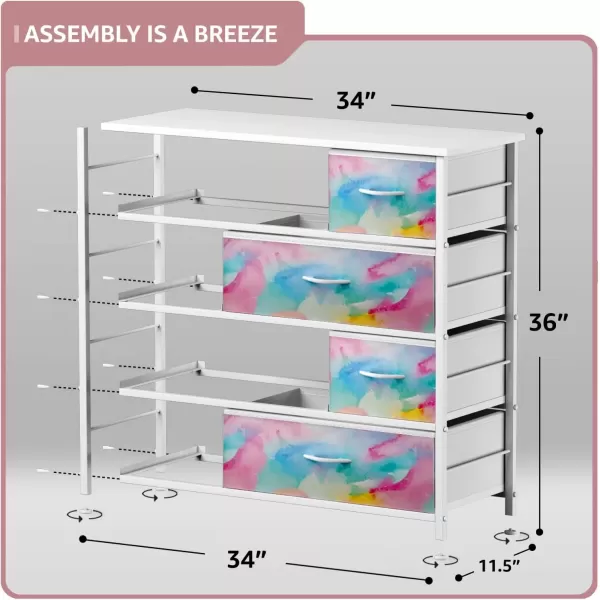 imageSorbus Dresser with 8 Drawers  Furniture Storage Chest for Kids Teens Bedroom Nursery Playroom Clothes Toys  Steel Frame Wood Top Fabric Bins PastelWatercolor