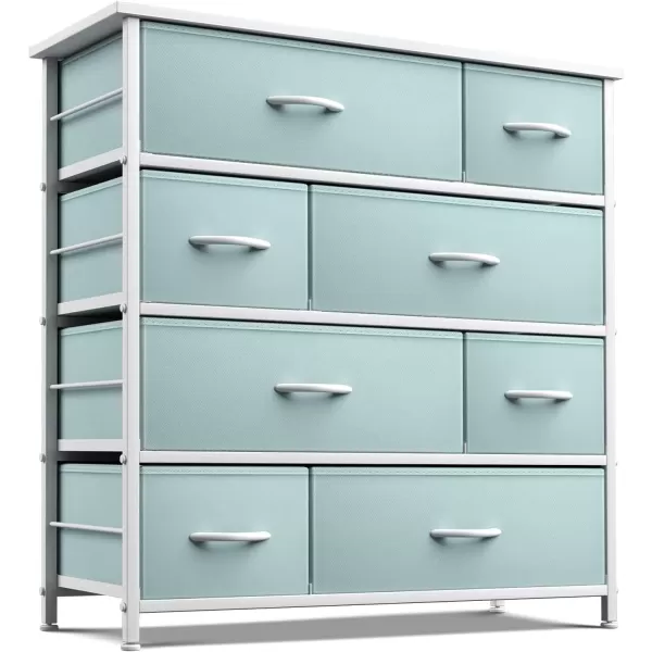 imageSorbus Dresser with 8 Drawers  Furniture Storage Chest for Kids Teens Bedroom Nursery Playroom Clothes Toys  Steel Frame Wood Top Fabric Bins PinkAqua