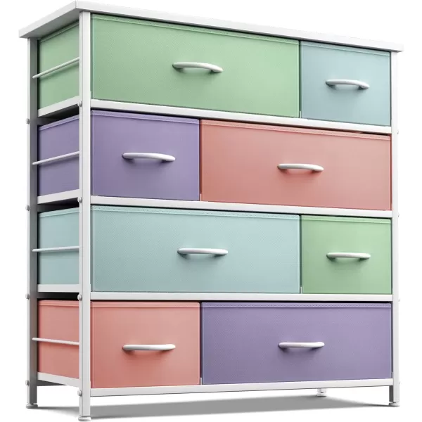 imageSorbus Dresser with 8 Drawers  Furniture Storage Chest for Kids Teens Bedroom Nursery Playroom Clothes Toys  Steel Frame Wood Top Fabric Bins PinkPastel
