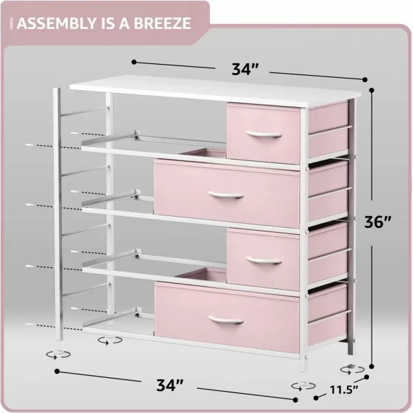 imageSorbus Dresser with 8 Drawers  Furniture Storage Chest for Kids Teens Bedroom Nursery Playroom Clothes Toys  Steel Frame Wood Top Fabric Bins Tiedye PurplePink