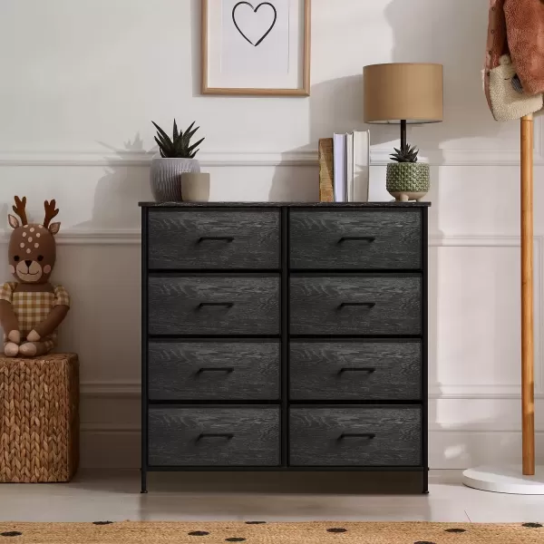 imageSorbus Dresser with 8 Faux Wood Drawers  Chest Organizer Unit with Steel Frame Wood Top ampamp Handle Easy Pull Fabric Bins for Clothes  Storage Furniture for Bedroom Hallway Living Room ampamp Closet