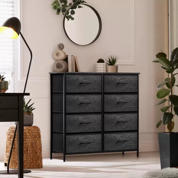 imageSorbus Dresser with 8 Faux Wood Drawers  Chest Organizer Unit with Steel Frame Wood Top ampamp Handle Easy Pull Fabric Bins for Clothes  Storage Furniture for Bedroom Hallway Living Room ampamp Closet
