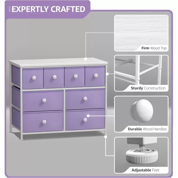 imageSorbus Fabric Dresser for Kids Bedroom  Chest of 8 Drawers Storage Tower Clothing Organizer for Closet for Playroom for Nursery Steel Frame Fabric Bins  Knob Handle Tiedye PurplePastel Purple